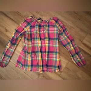 Girls Polo Ralph Lauren Plaid Button Down Top Size 16. School